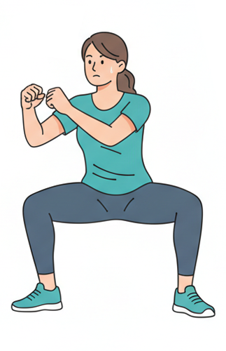 スクワットをする女性のイラスト